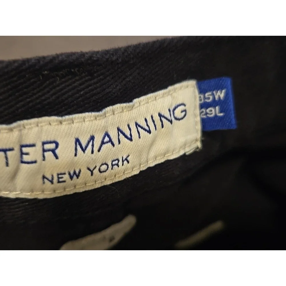 PETER MANNING NYC PMNYC Men's 35x29 Black Travel Jeans Tapered Stretch Denim